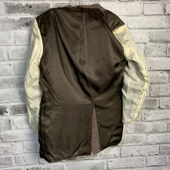 Vintage Tweed Blazer Sport Coat 38 Brown Herringbone Wool 90s Old Money Jacket - Picture 8 of 16